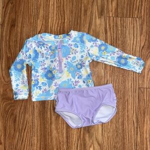 Ruffle Butts Pristine Blooms Two Piece Rash Guard toddler baby swimsuit. 12-18M